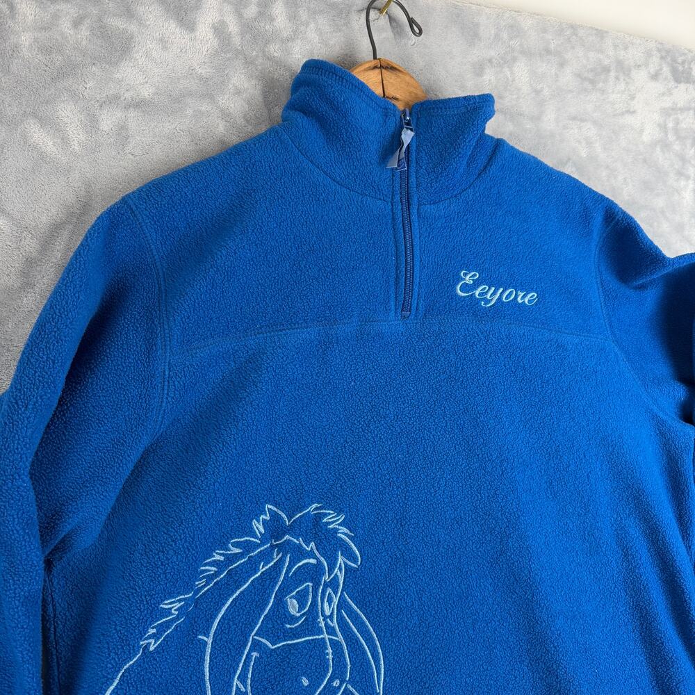 Disney Sweatshirt Large Eeyore Pullover Fleece Blue Quarter Zip